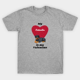 My Rottweiler Is My Valentine - Rottie with Heart T-Shirt